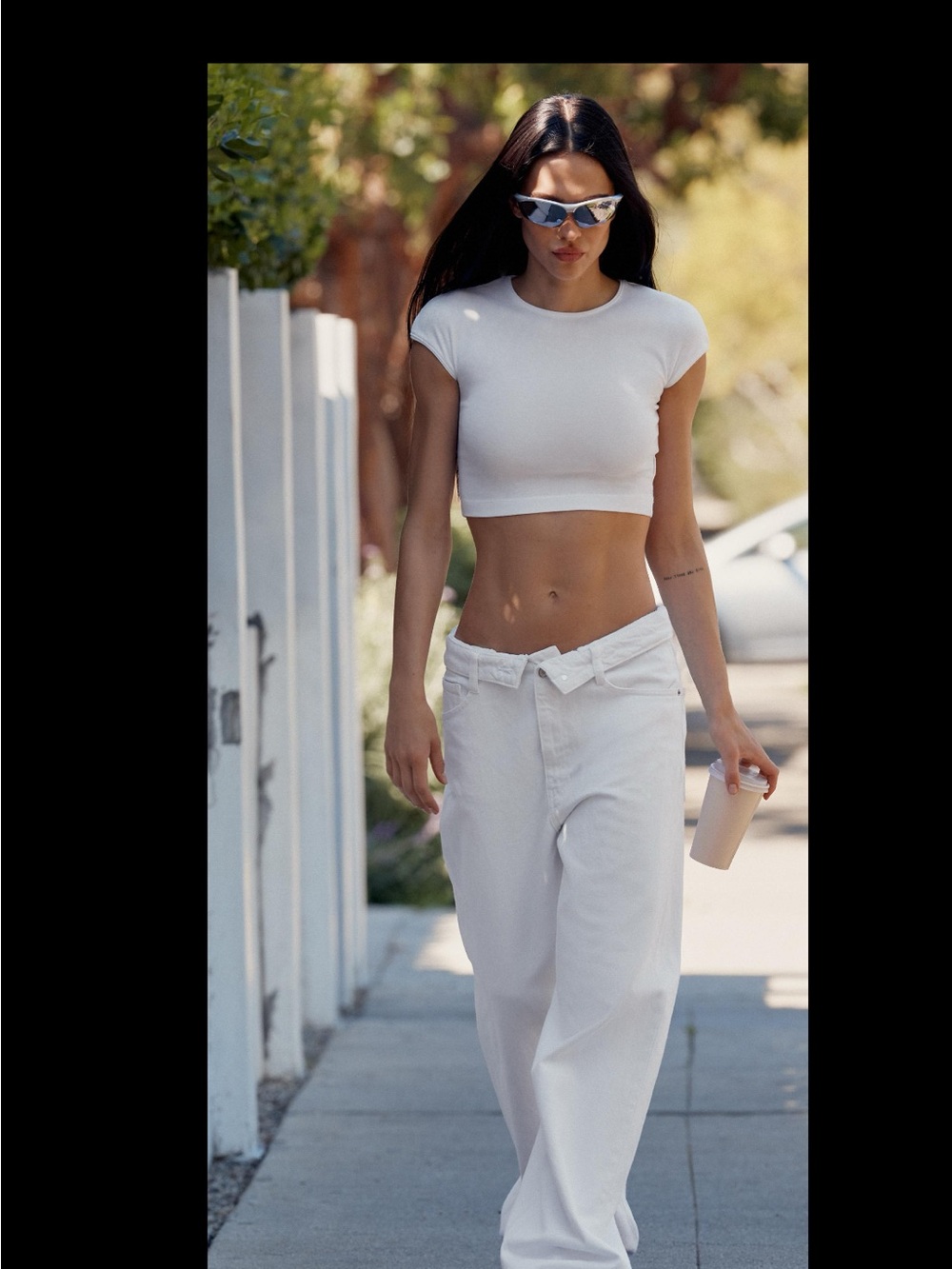 NWT ZARA Folded Waist Mid rise White Jeans